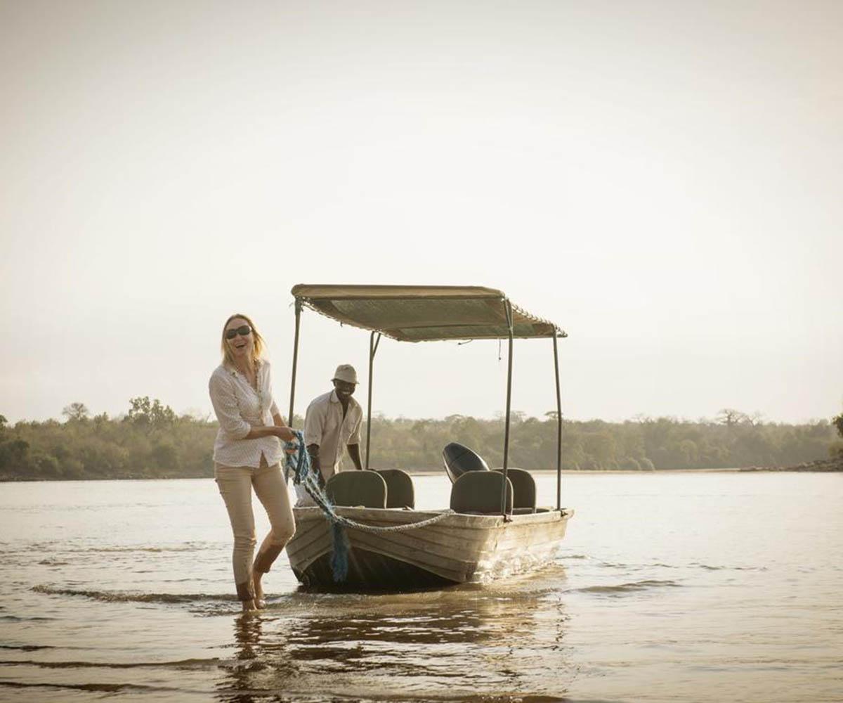 boating in the Selous